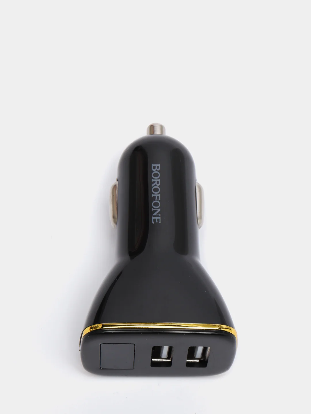 Черный автомобильное зарядное устройство с двойным USB и цифровым дисплеем