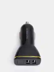 Черный автомобильное зарядное устройство с двойным USB и цифровым дисплеем