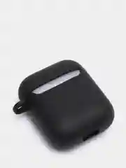 Тёмно-серый силиконовый чехол для наушников Apple Airpods 1, 2. с принтом Nike, Nasa (Найк, Наса))