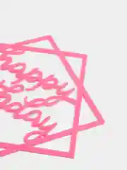 Розовый топпер для торта Happy birthday (С днем рождения)
