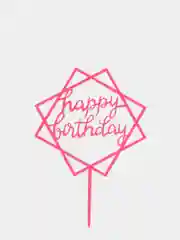 Розовый топпер для торта Happy birthday (С днем рождения)