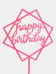 Розовый топпер для торта Happy birthday (С днем рождения)