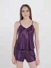 Фиолетовый пижама шелковая женская, пижама из атласа, пижама шелковая, пижама с шортами