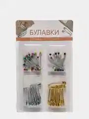 Набор булавок: английские и наметочные, разноцветные, 100 штук