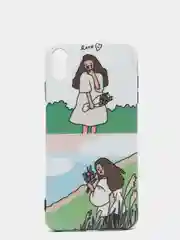 Белый чехол для iPhone X/XS, XS Max, XR "Девушки и принты"