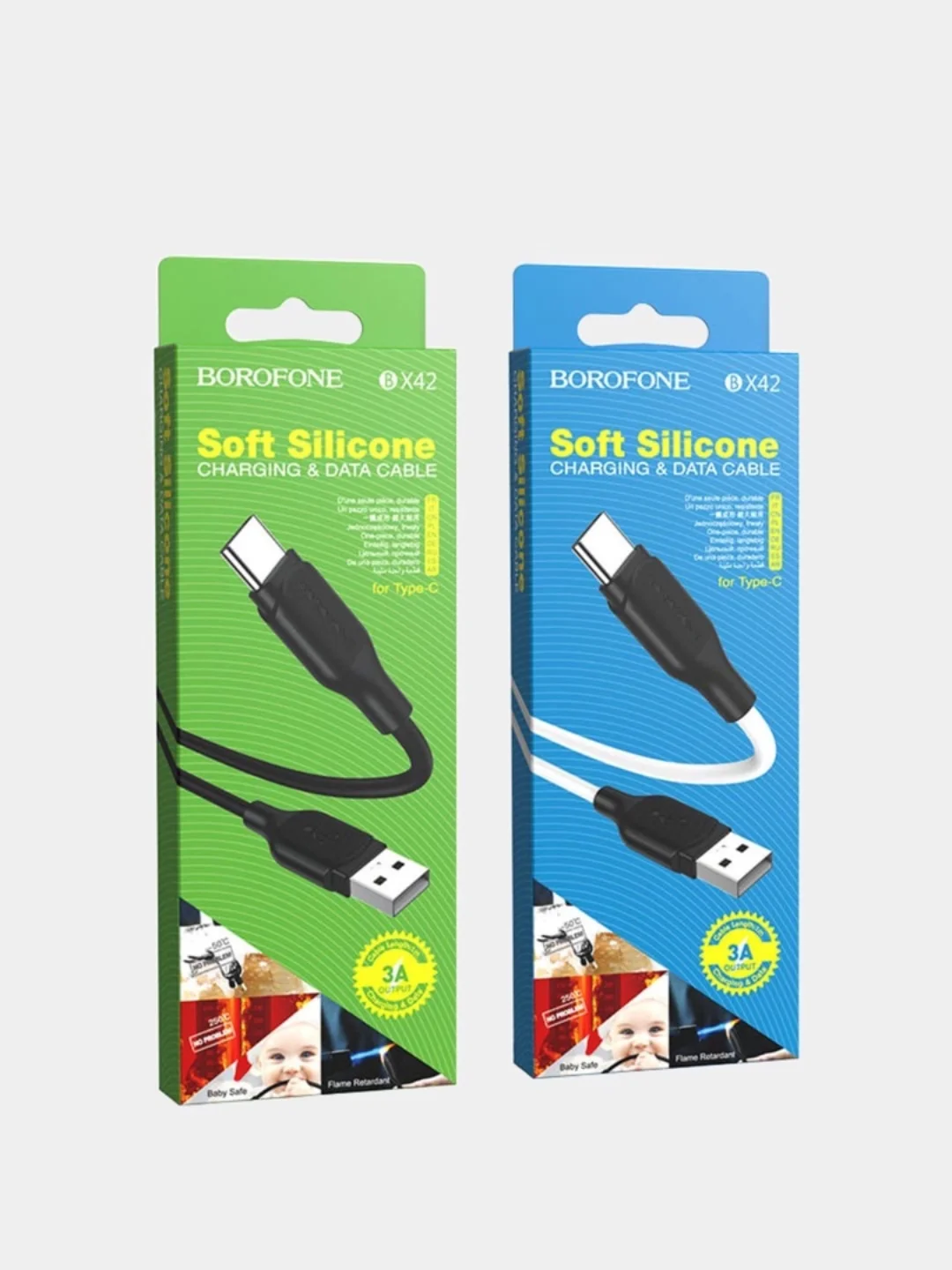 Белый кабель USB Borofone BX42 Type-C 3A / Lightning 2.4A / Micro 2.4A