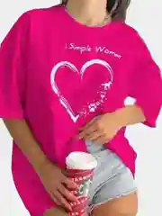 Розовый футболка женская, оверсайз, с принтом "I Am A Simple Woman", хлопок
