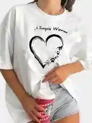 Белый футболка женская, оверсайз, с принтом "I Am A Simple Woman", хлопок