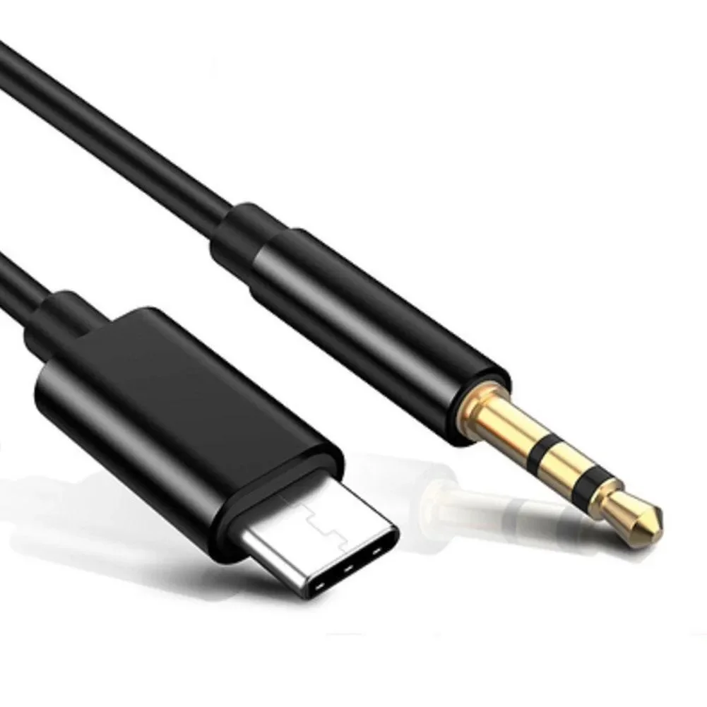 Черный аудио кабель OTG AUX 3.5 - TYPE C (папа-папа)