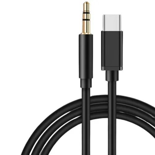 Черный аудио кабель OTG AUX 3.5 - TYPE C (папа-папа)