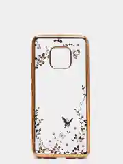 Золотой чехол Huawei Mate 20 Pro, Хуавей Мат 20 Про, прозрачный силиконовый со стразами