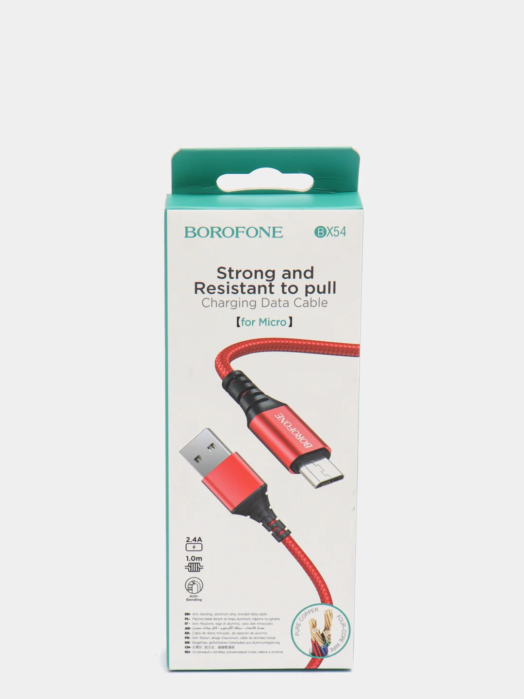 Красный кабель для зарядки Android и Apple iPhone BOROFONE BX54 (1m, Micro-USB/Type-C/Lightning)