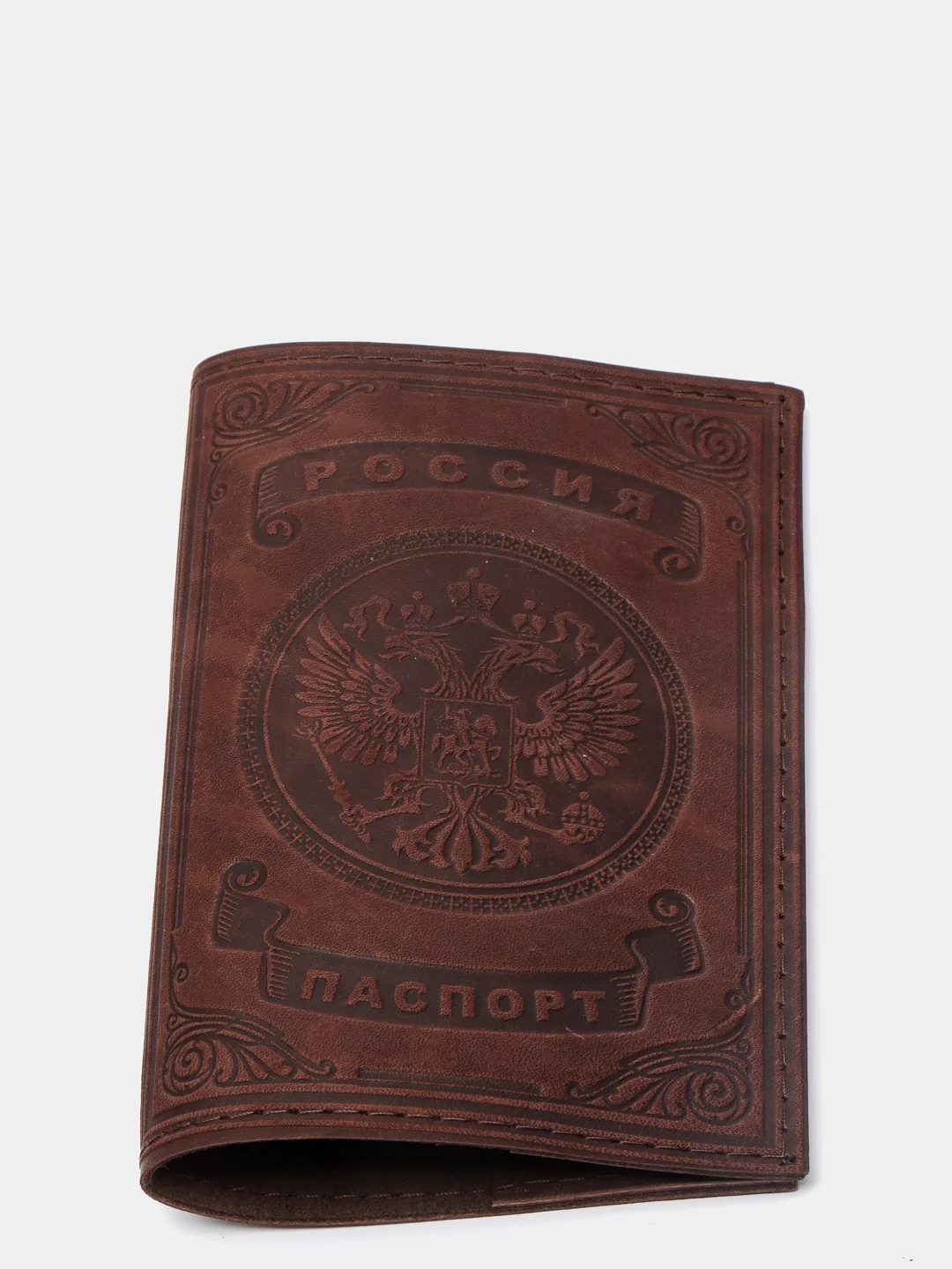 Тёмно-коричневый обложка для паспорта из натуральной кожи