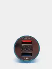 Голубой автомобильное зарядное устройство, 2 USB, QC 3.0, быстрая зарядка, 2,4 А