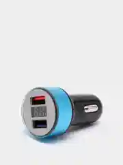 Голубой автомобильное зарядное устройство, 2 USB, QC 3.0, быстрая зарядка, 2,4 А
