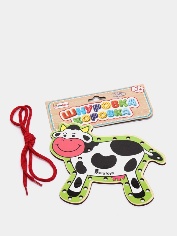 Деревянная игрушка Шнуровка "Корова"