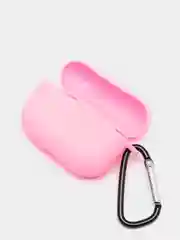 Розовый силиконовый чехол для наушников AirPods Pro с карабином