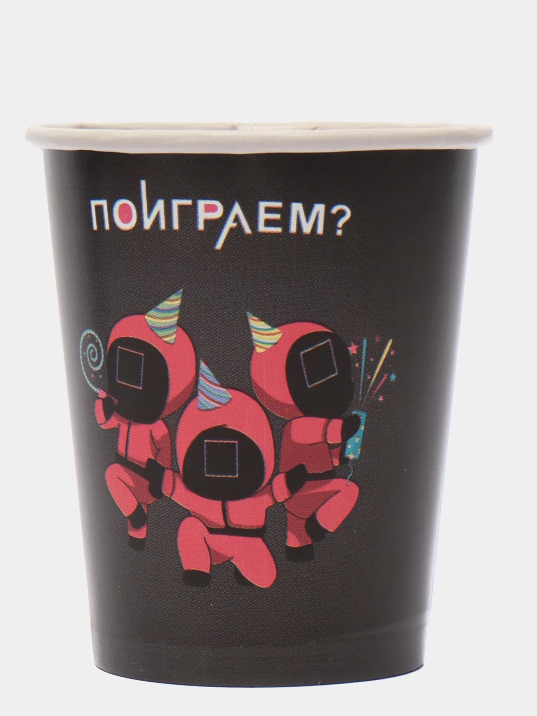 Розовый бумажная посуда "Игра кальмара", тарелка, стакан, наборы по 6 штук