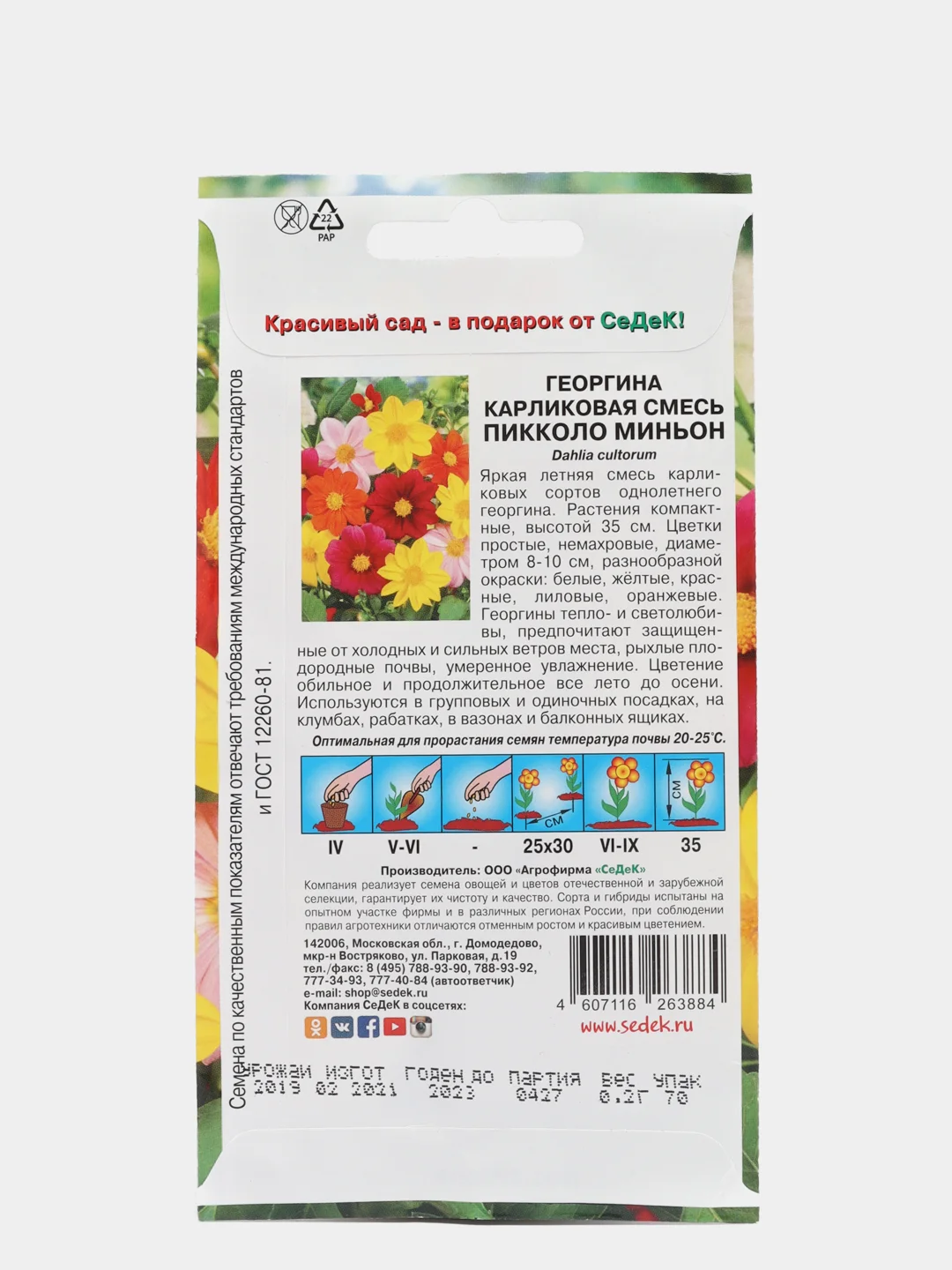 Семена Георгин "Радуга смесь", "Махровая смесь", "Веселые ребята", "Пикколо миньон"