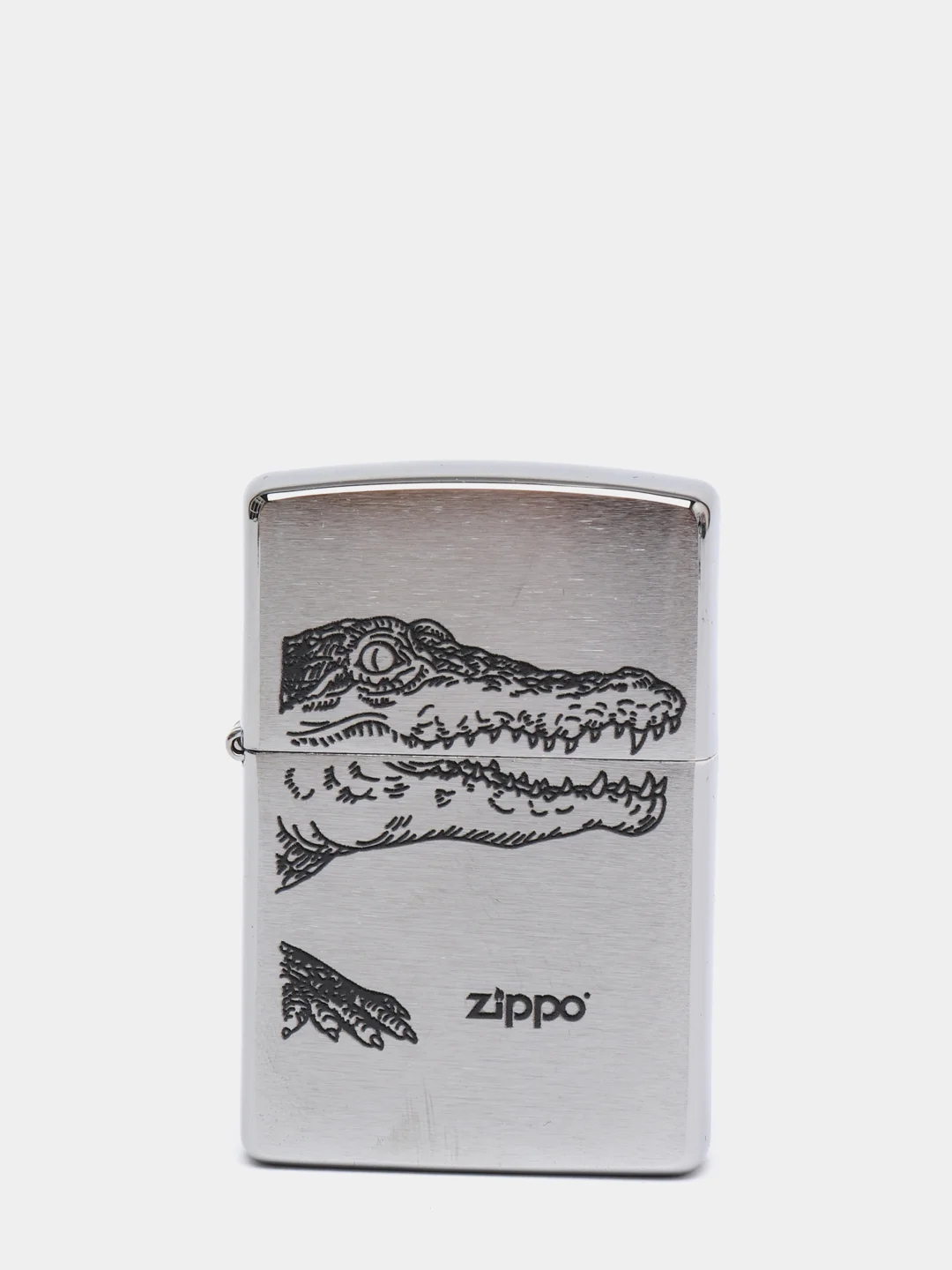 Зажигалка бензиновая Zippo 200 Alligator серебристая матовая (покрытие Brushed Chrome)