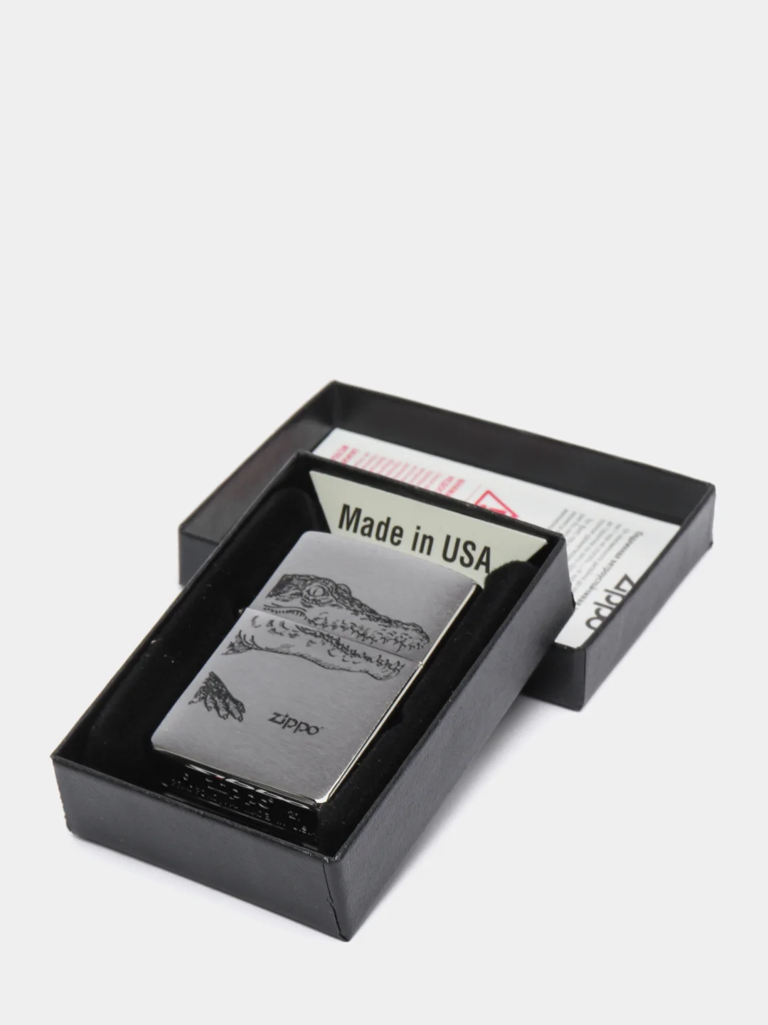 Зажигалка бензиновая Zippo 200 Alligator серебристая матовая (покрытие Brushed Chrome)