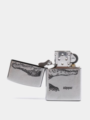 Зажигалка бензиновая Zippo 200 Alligator серебристая матовая (покрытие Brushed Chrome)