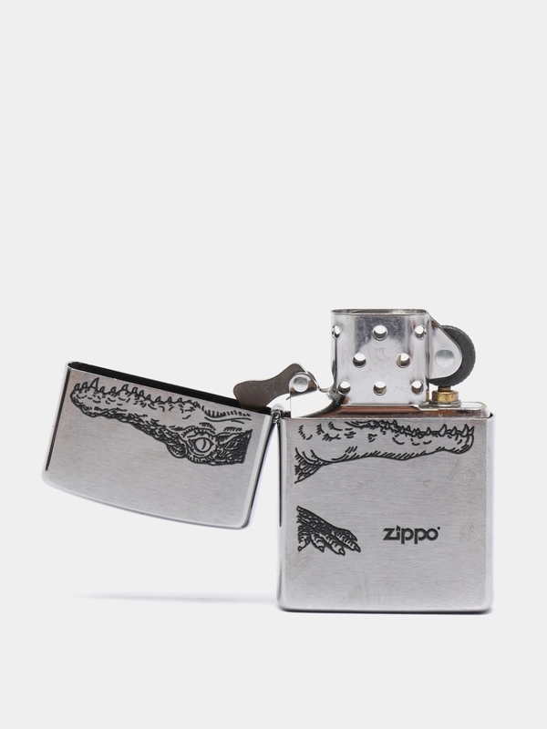 Зажигалка бензиновая Zippo 200 Alligator серебристая матовая (покрытие Brushed Chrome)