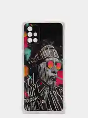 Угольный чехол Samsung Galaxy A71, Самсунг Галакси А71 силиконовый с рисунком и усиленными углами