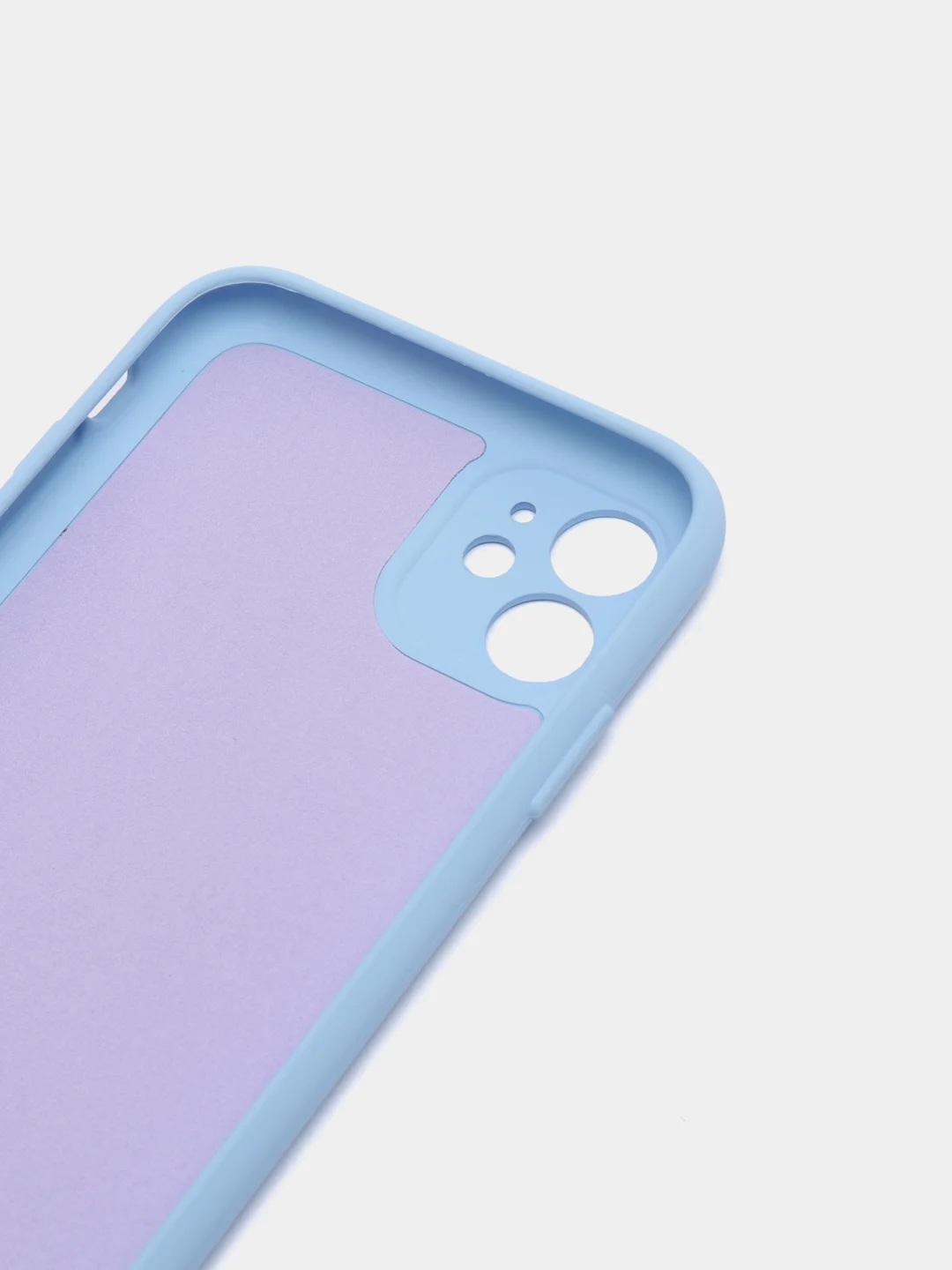 Голубой чехол для iPhone 11, 12 с бархатной подкладкой с картинкой / рисунком