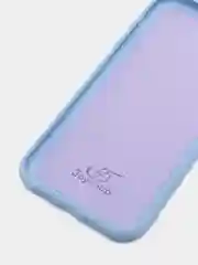 Голубой чехол для iPhone 11, 12 с бархатной подкладкой с картинкой / рисунком