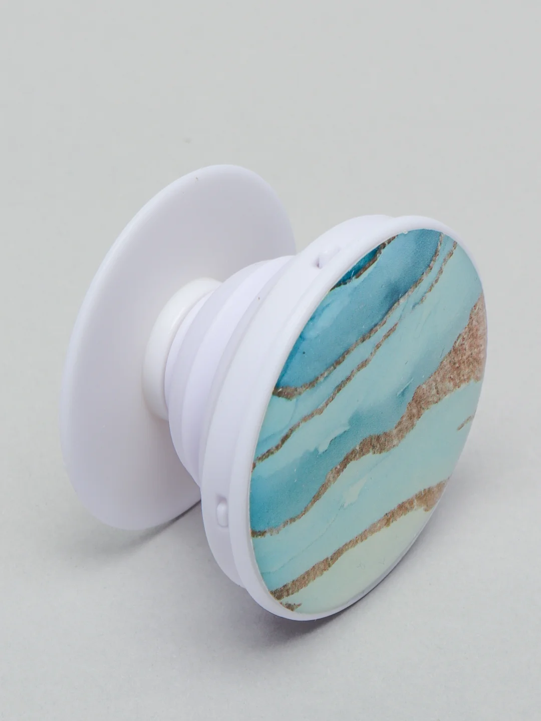 Голубой попсокет Popsocket, акрил подставка держатель телефона наушников Яркие краски золото волны