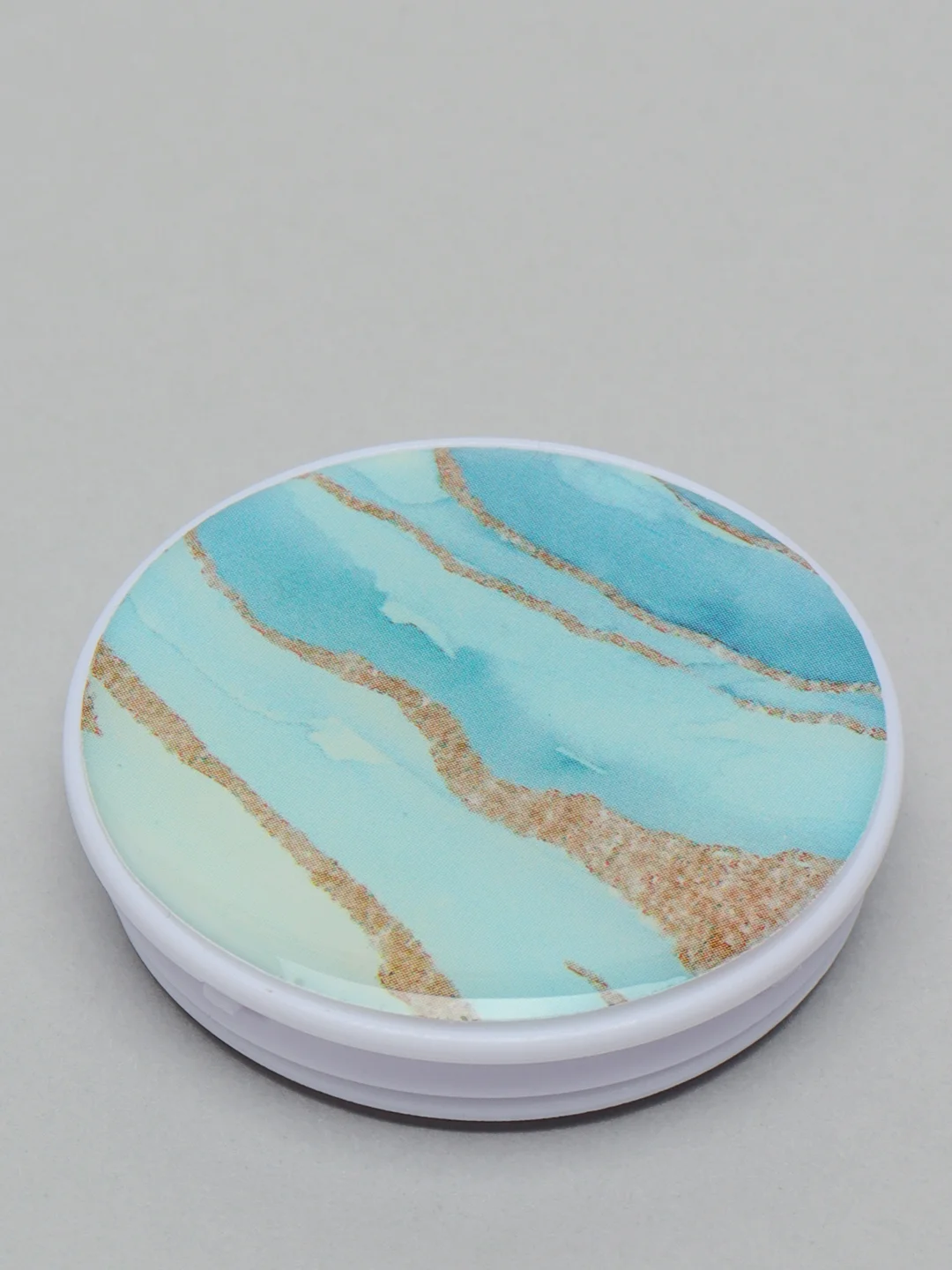 Голубой попсокет Popsocket, акрил подставка держатель телефона наушников Яркие краски золото волны