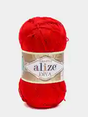 Красный пряжа Alize Diva 100% Микрофибра 100г 350м