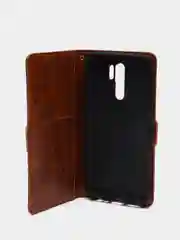 Коричневый кожаный PU чехол-книжка для Xiaomi Redmi 9, Редми 9
