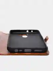 Коричневый кожаный PU чехол-книжка для Xiaomi Redmi 9, Редми 9