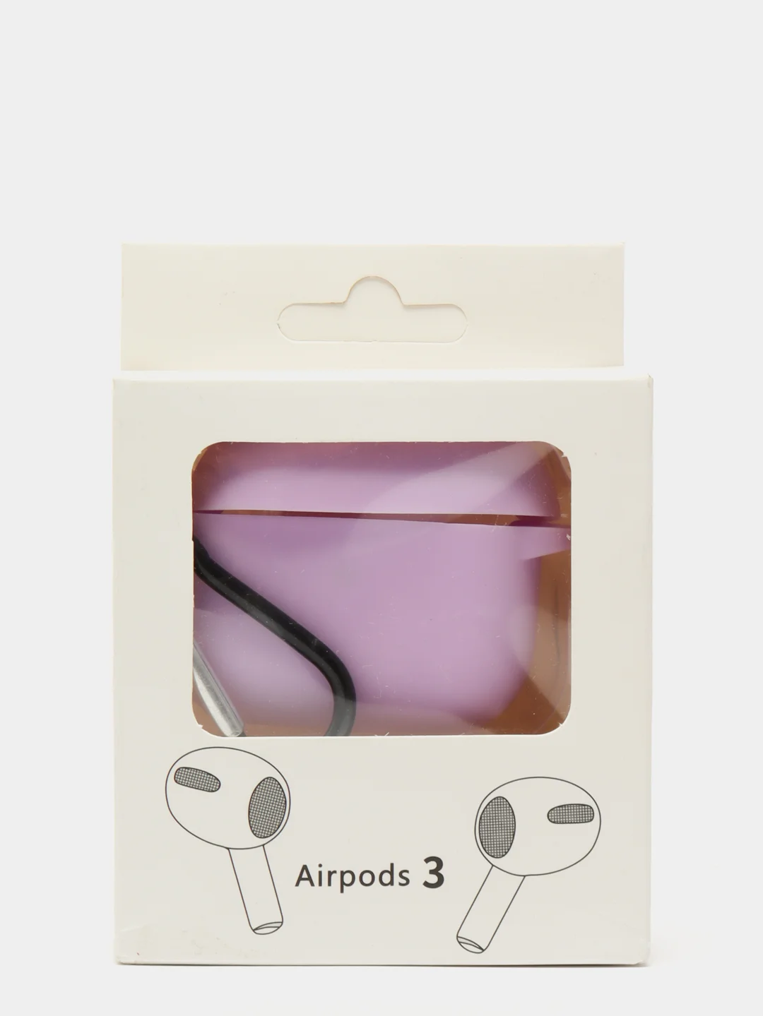 Лавандовый чехол для наушников AirPods 3 силиконовый с карабином и защитой разъема