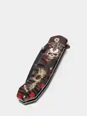 Красный нож туристический раскладной BOKER череп волк орел