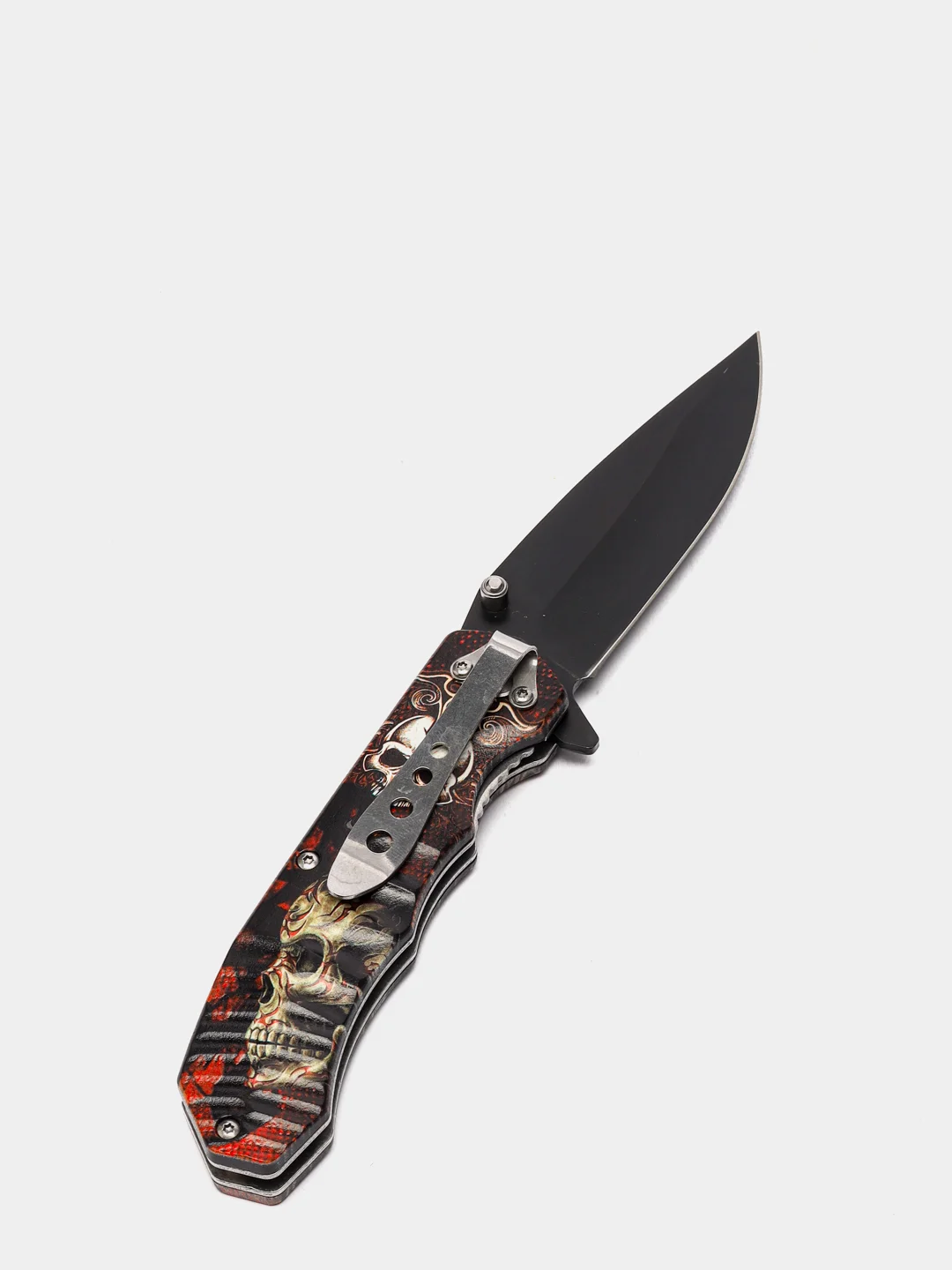 Белый нож туристический раскладной BOKER череп волк орел