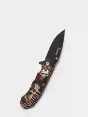 Белый нож туристический раскладной BOKER череп волк орел
