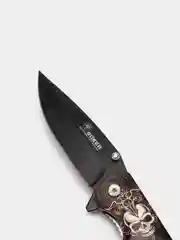 Белый нож туристический раскладной BOKER череп волк орел