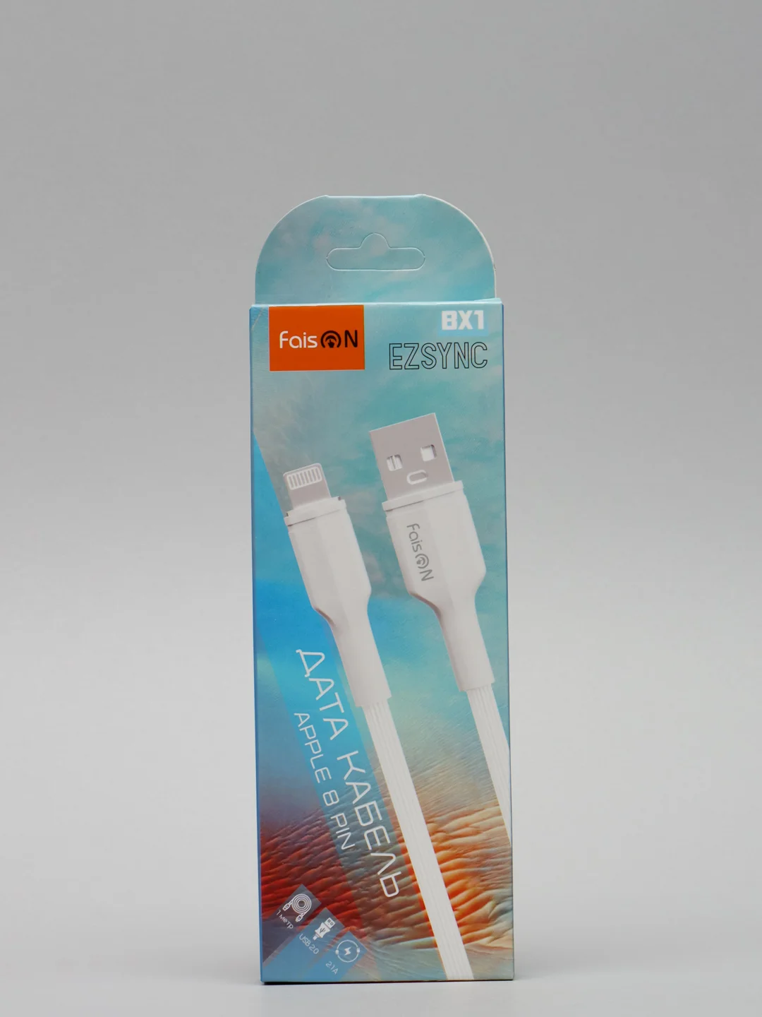 Кабель USB - 8 pin FaisON BX1 EZSync, 1 м, круглый, 2.1A