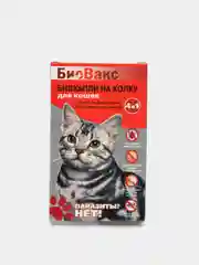 Био капли на холку для кошек, от блох и клещей 4 в 1 БиоВакс, 2 пипетки