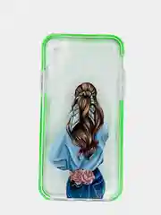 Бежевый меланж чехол Apple iPhone X / Xs прозрачный плотный с рисунком и цветной рамкой