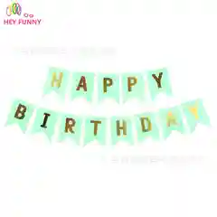 Мятный гирлянда растяжка Happy Birthday / С днём рождения, бумажное украшение для праздника