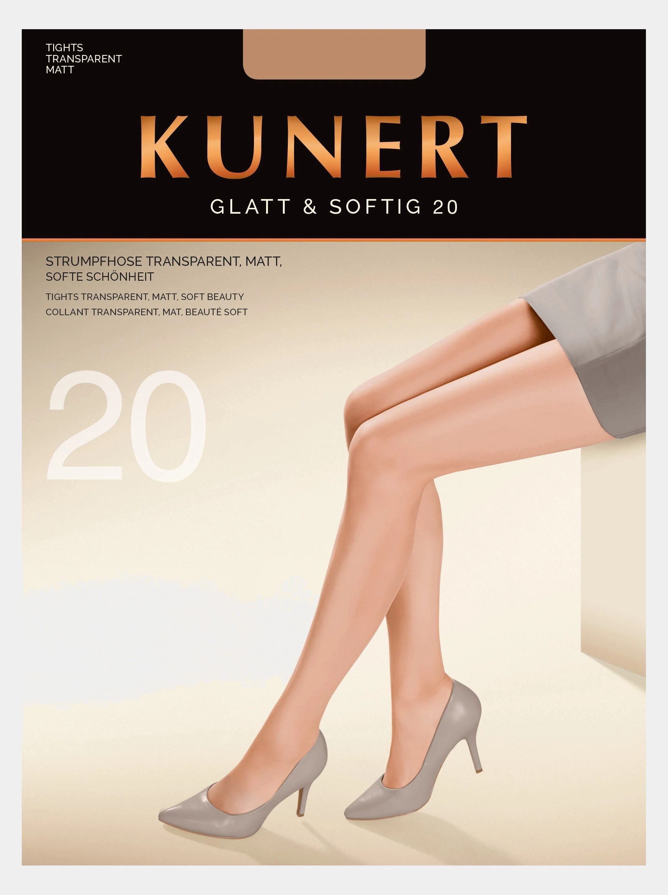 Карамельный колготки с комфортными шортиками Kunert Glatt & Softig 20 ден