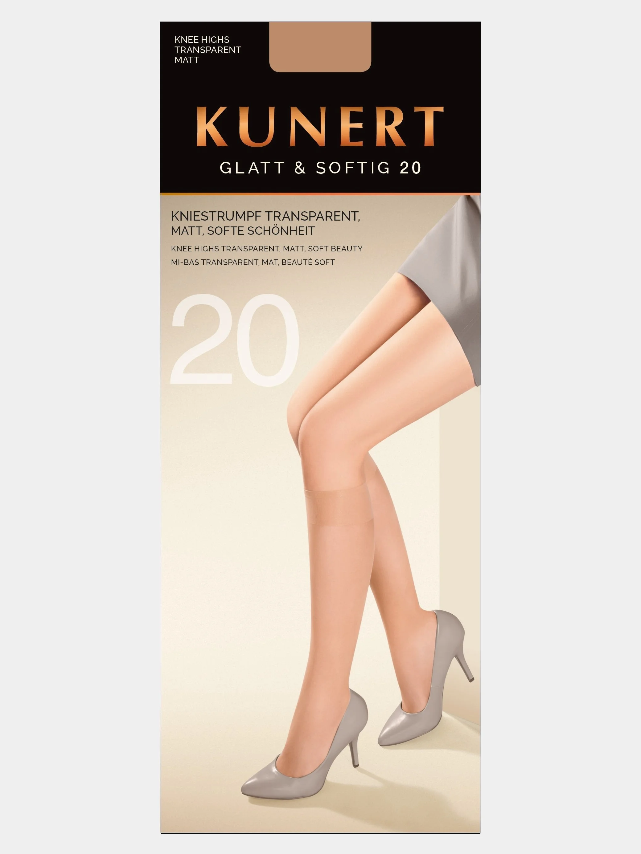 Светло-бежевый гольфы с формованной пяткой Kunert Glatt & Softig 20 ден
