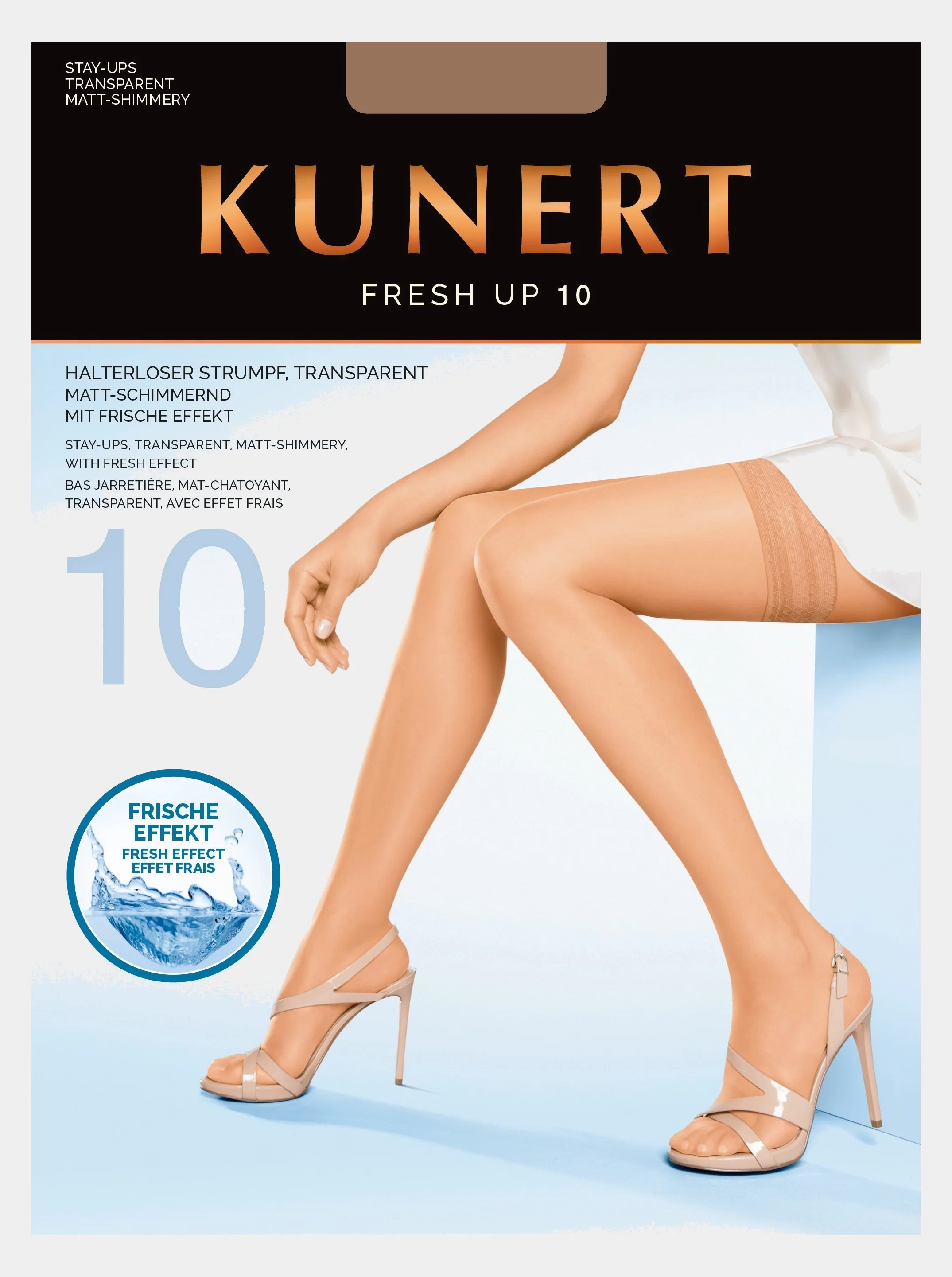Карамельный чулки KUNERT Fresh Up 10 ден с климоторегулирующией функцией