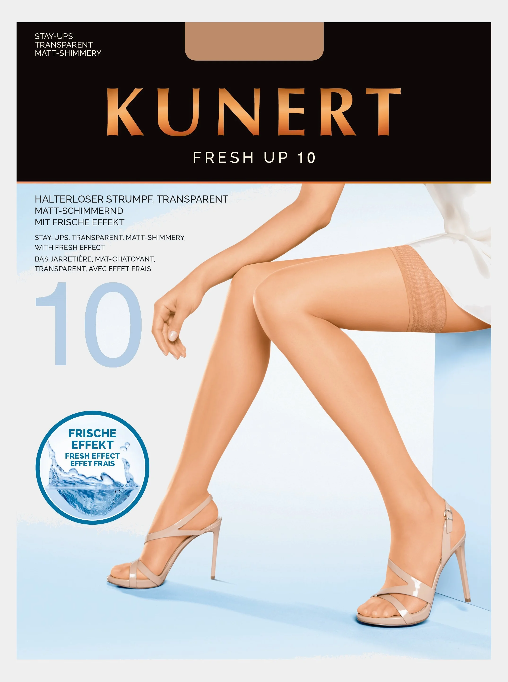 Бежевый чулки KUNERT Fresh Up 10 ден с климоторегулирующией функцией