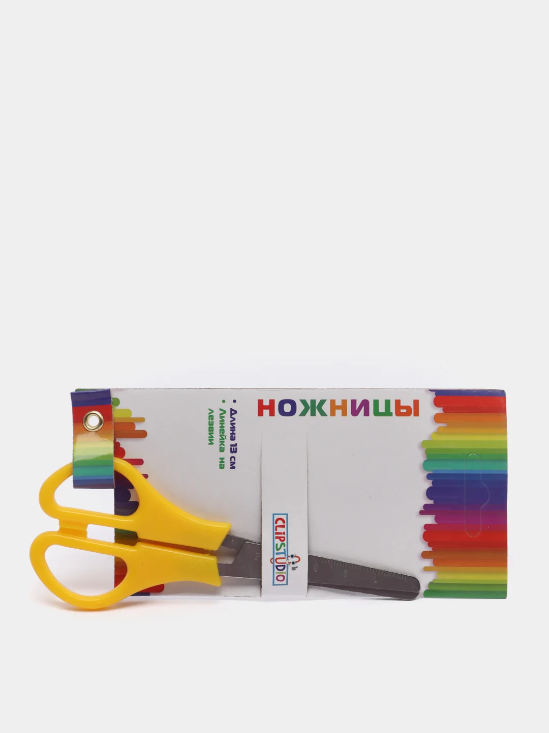 Желтый ножницы школьные с линейкой,  13 см