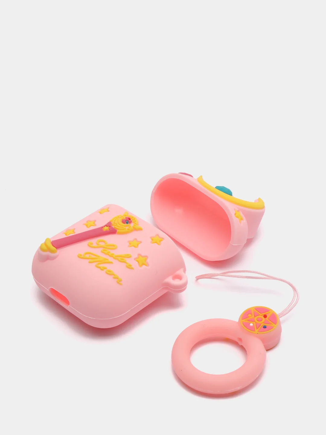 Светло-оранжевый чехол для беспроводных наушников AirPods 1/2, с карабином, силиконовый